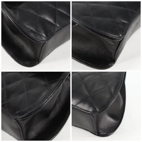 CHANEL Chain Hand Bag Lamb Skin Black Silver CC Auth 138566A - Picture 14 of 16